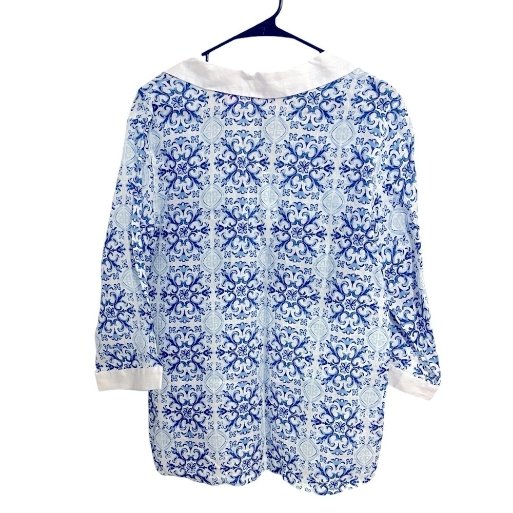 NWT Isaac Mizrahi 100% Linen Shirt Tunic Womens Medium 3/4 Sleeve | Size Medium - Picture 2 of 3